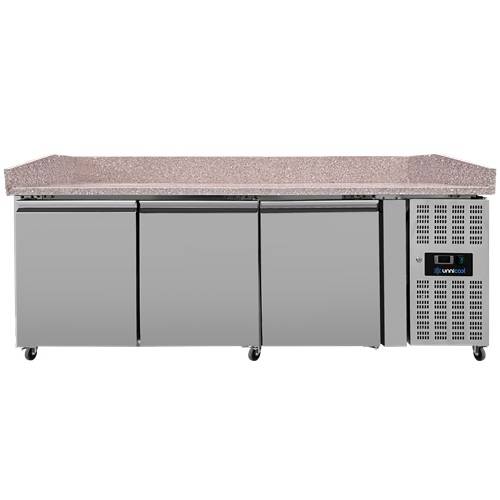 Pizzawerkbank | 580L | 3 Deuren (EN600x400) | +2°C/+8°C | Geforceerd | Wielen (Geremd) | 2020x800x850/990(h)mm