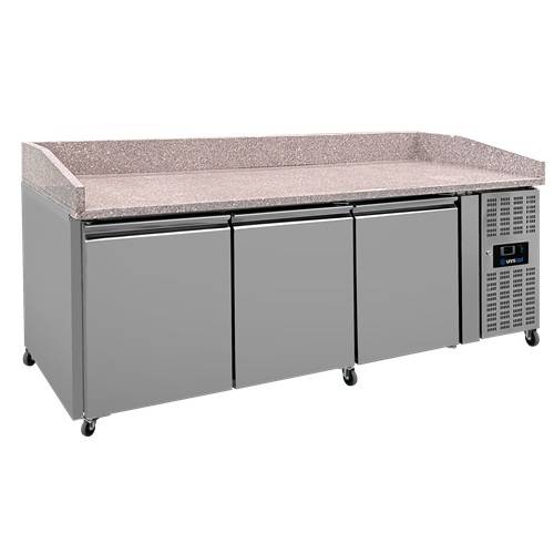 Pizzawerkbank | 580L | 3 Deuren (EN600x400) | +2°C/+8°C | Geforceerd | Wielen (Geremd) | 2020x800x850/990(h)mm - Afbeelding 3