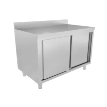 RVS Werkbank met Schuifdeuren + Achteropstand | 700mm diep | 850mm hoog