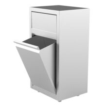 Afvalbak | RVS (Geborsteld) | 50L | Duwdeksel + Kanteldeur | 500x400x940(h)mm