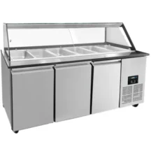 Alternative view of Saladette | 3 Deuren | Boven 5x 1/1 GN | 0°C/+8°C | Geforceerd | Glasopzet | Wielen | 1880x820x855(h)mm